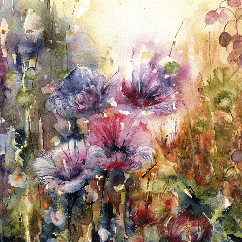 Evening Flowers Greetings Card