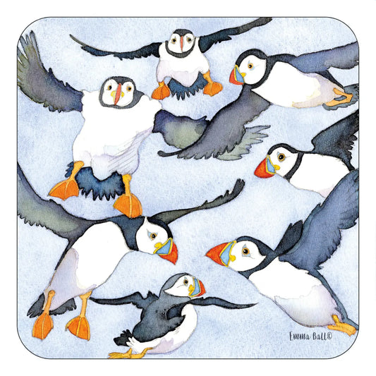 Lots of puffins drinks coaster