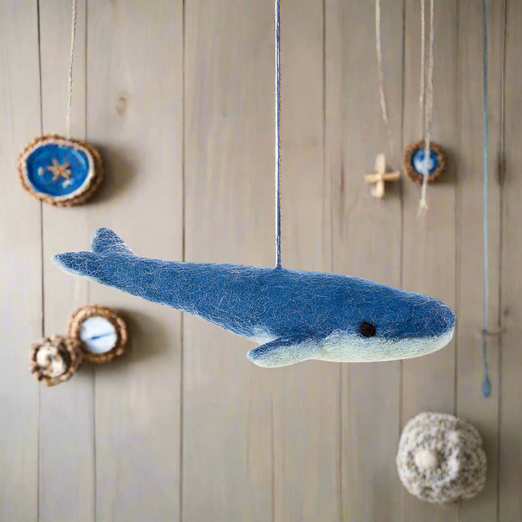 Handmade Felt Big Blue Whale