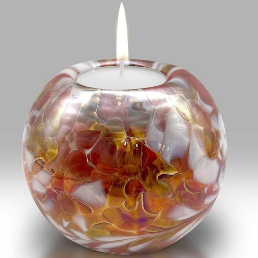 Friendship Glass Lustre Votive Tea Light Holder - Red & White