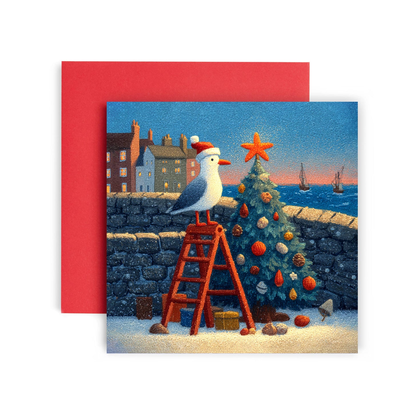 Seagull Christmas Tree Christmas Card