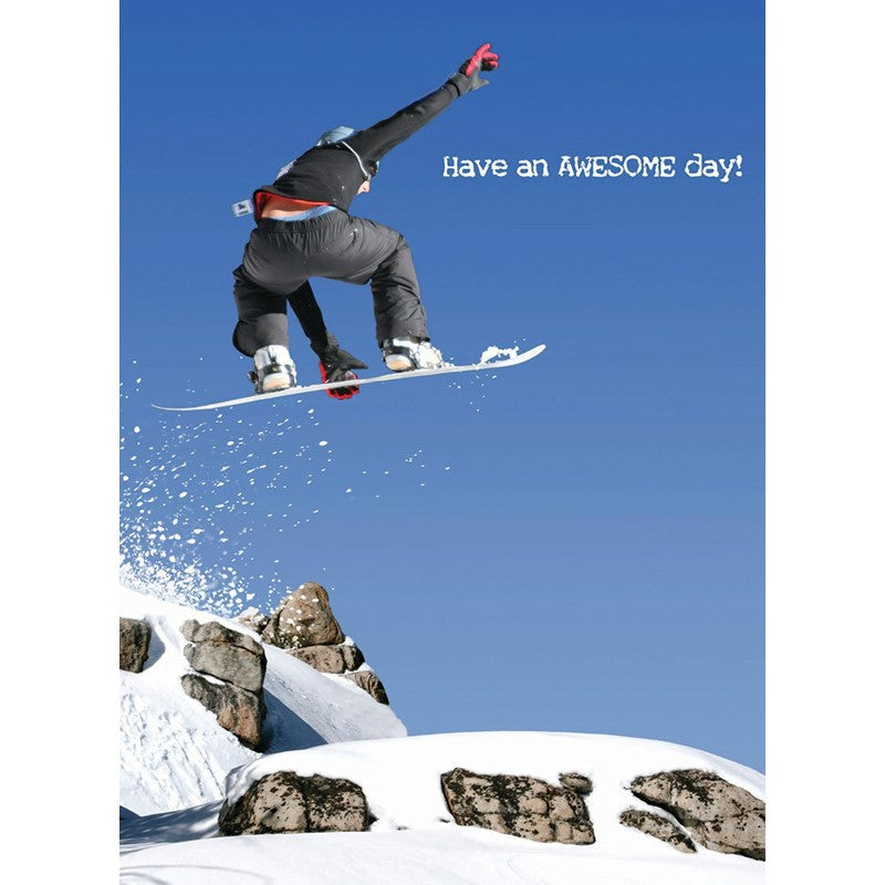 First Class Male Birthday Card - Snowboarding