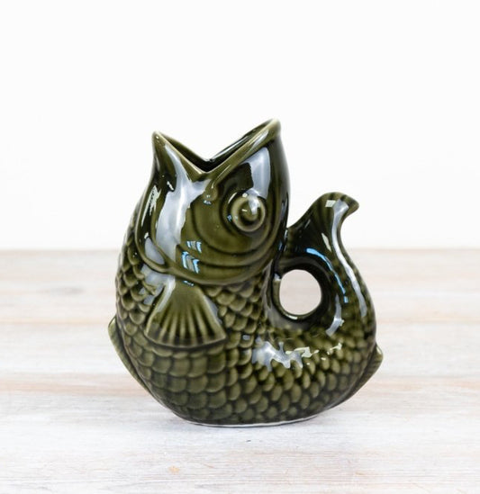 Fish Shaped Vase, Dark Green