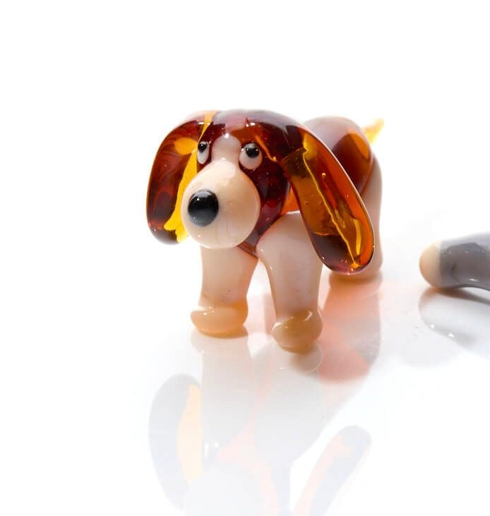Glass Grey or Brown Dog Ornament