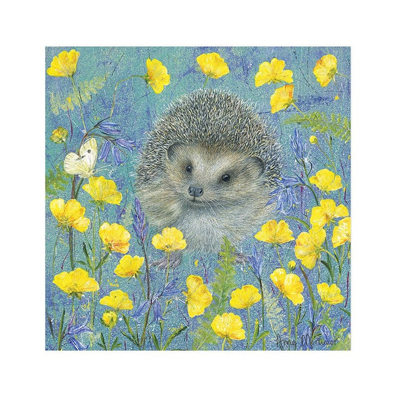 Enchanted Wildlife Card - Hedgehog in Primroses