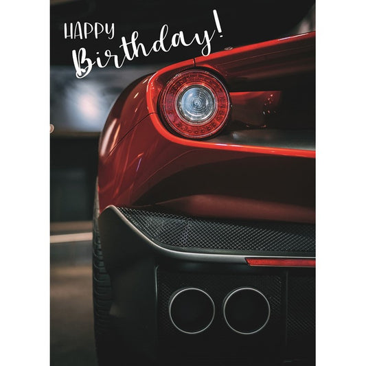 First Class Male Birthday Card - Red Sports Car