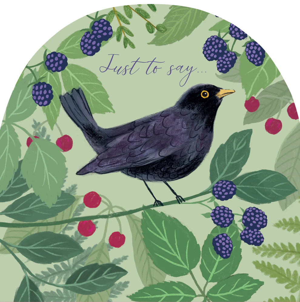 Blackbird & Berries Greetings Card