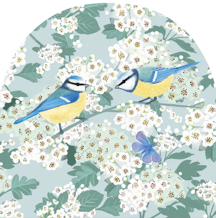 Blue Tits & Hawthorn Greetings Card