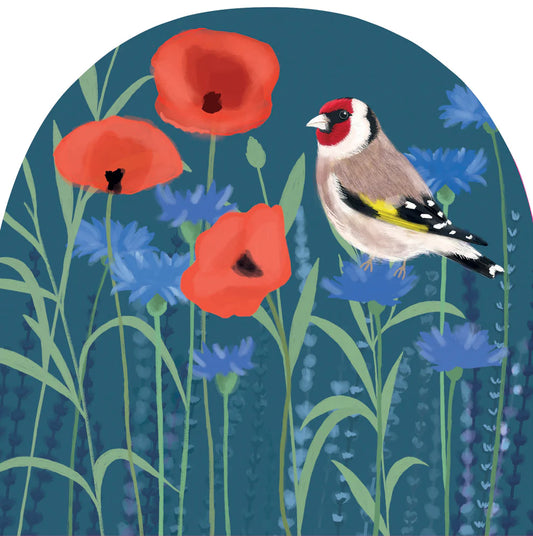 Goldfinch & Poppies Greetings Card