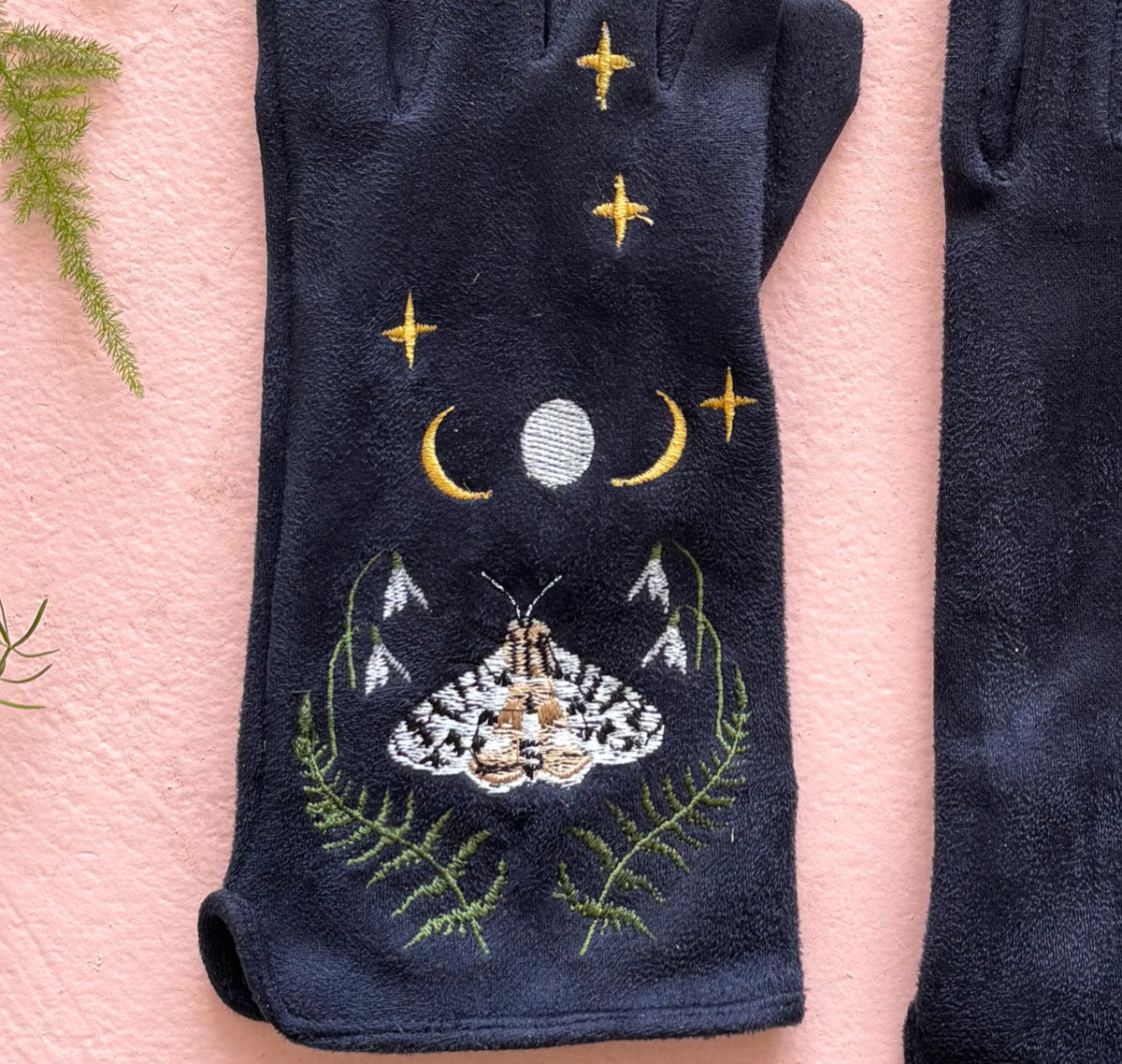 Secret Garden Embroidered Moth Gloves