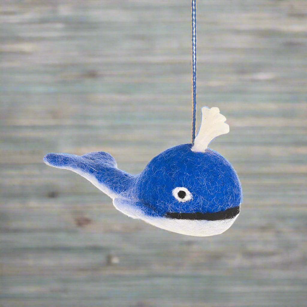 Handmade Felt Blue Whale