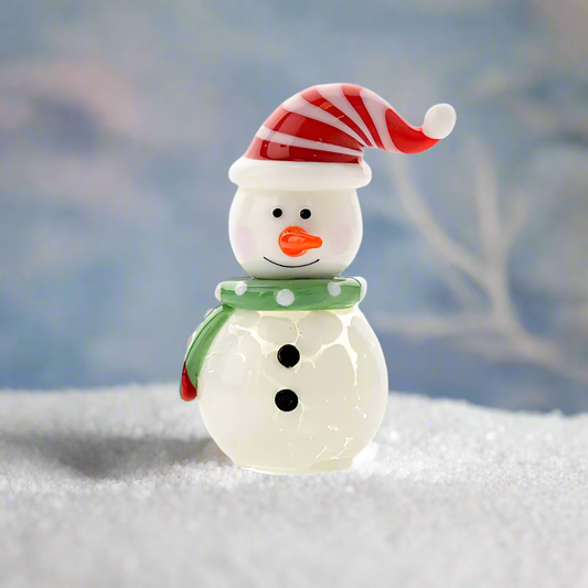 Glass Christmas Snowman Figurine, Boxed