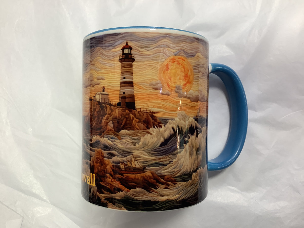 Cornwall Lighthouse and Waves Mug