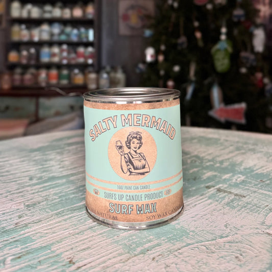 Surfs up, Salty Mermaid, Perfect Wave, Soy Wax, 16oz Paint Can Candle