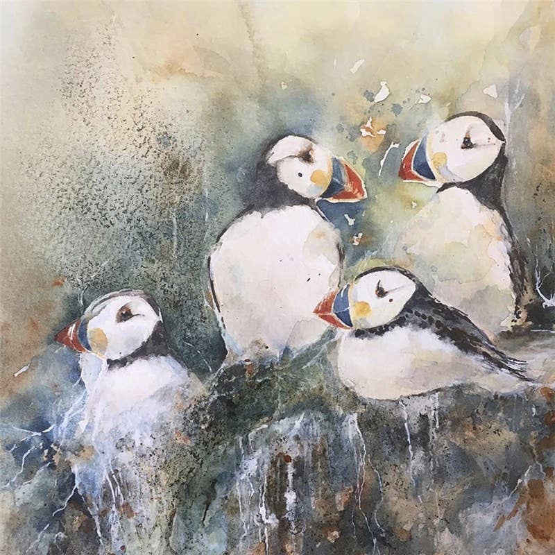 Puffins on a Ledge Greeting Card