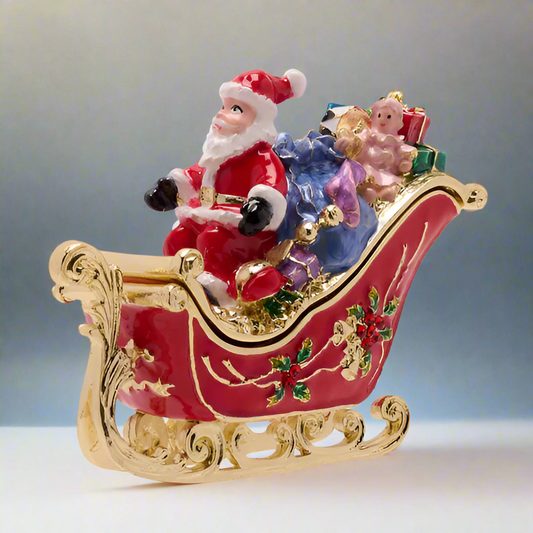 Santa's Christmas Sleigh Treasured Trinket Box