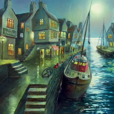 Harbour at Night, Greetings Card