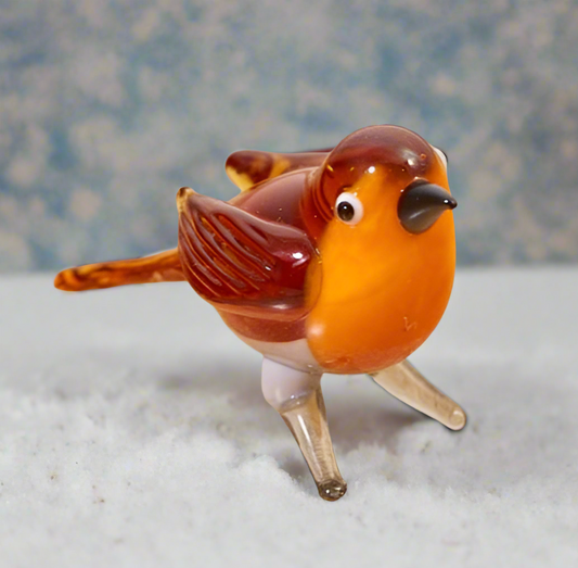 Glass Robin, Brown with Clear Legs