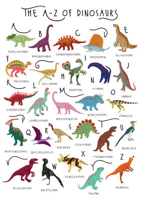 The A-Z of Dinosaurs Greetings Card