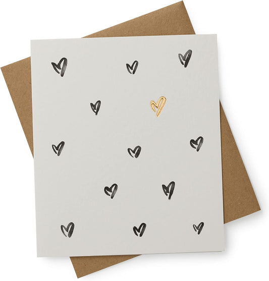 Glitter & Gold Heart Greetings Card