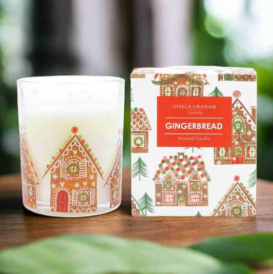 Glass Gingerbread Scented Christmas Candle, Boxed