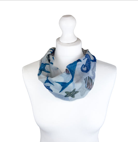 Sealife Magnetic Scarf, Blue