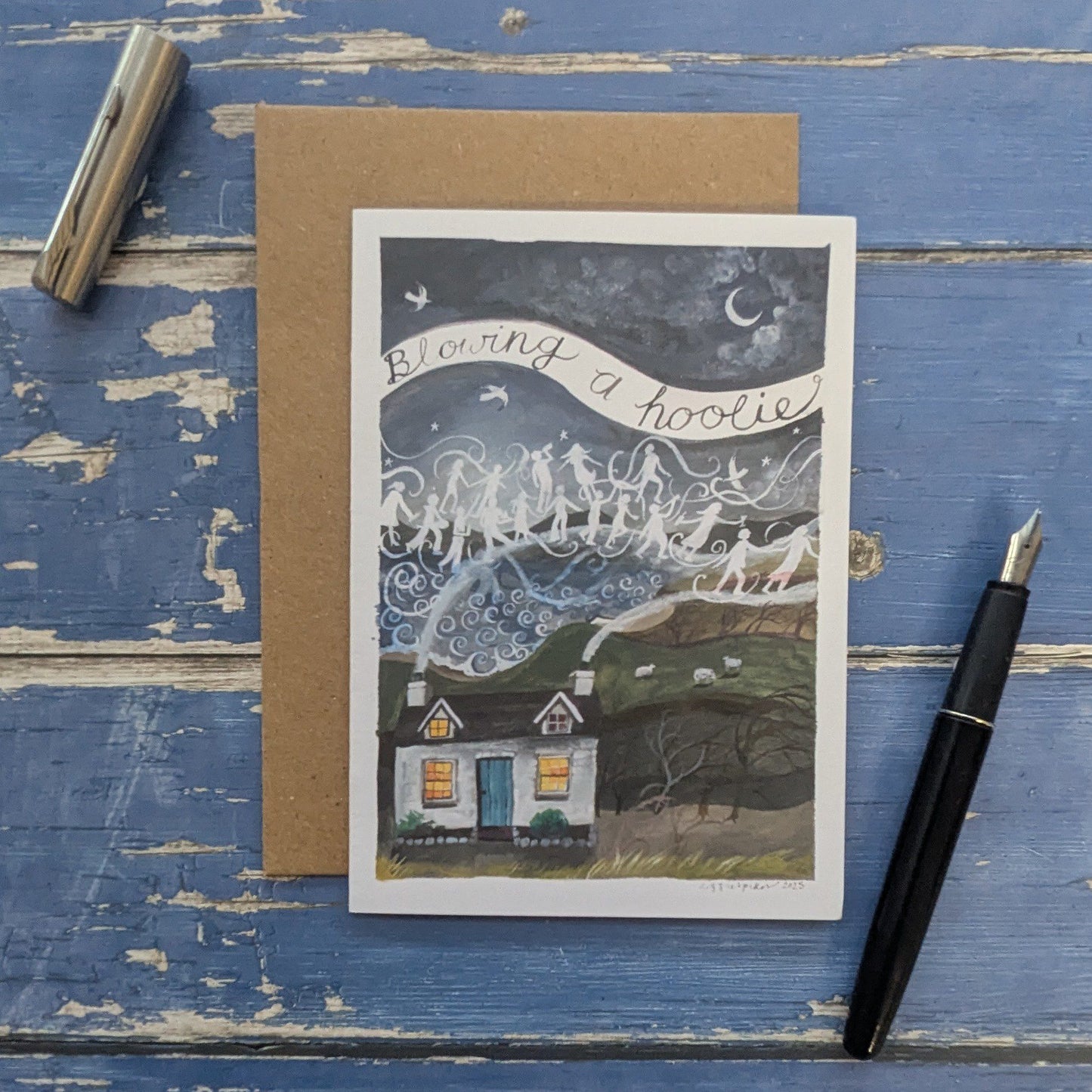 'Blowing a Hoolie' Greetings Card