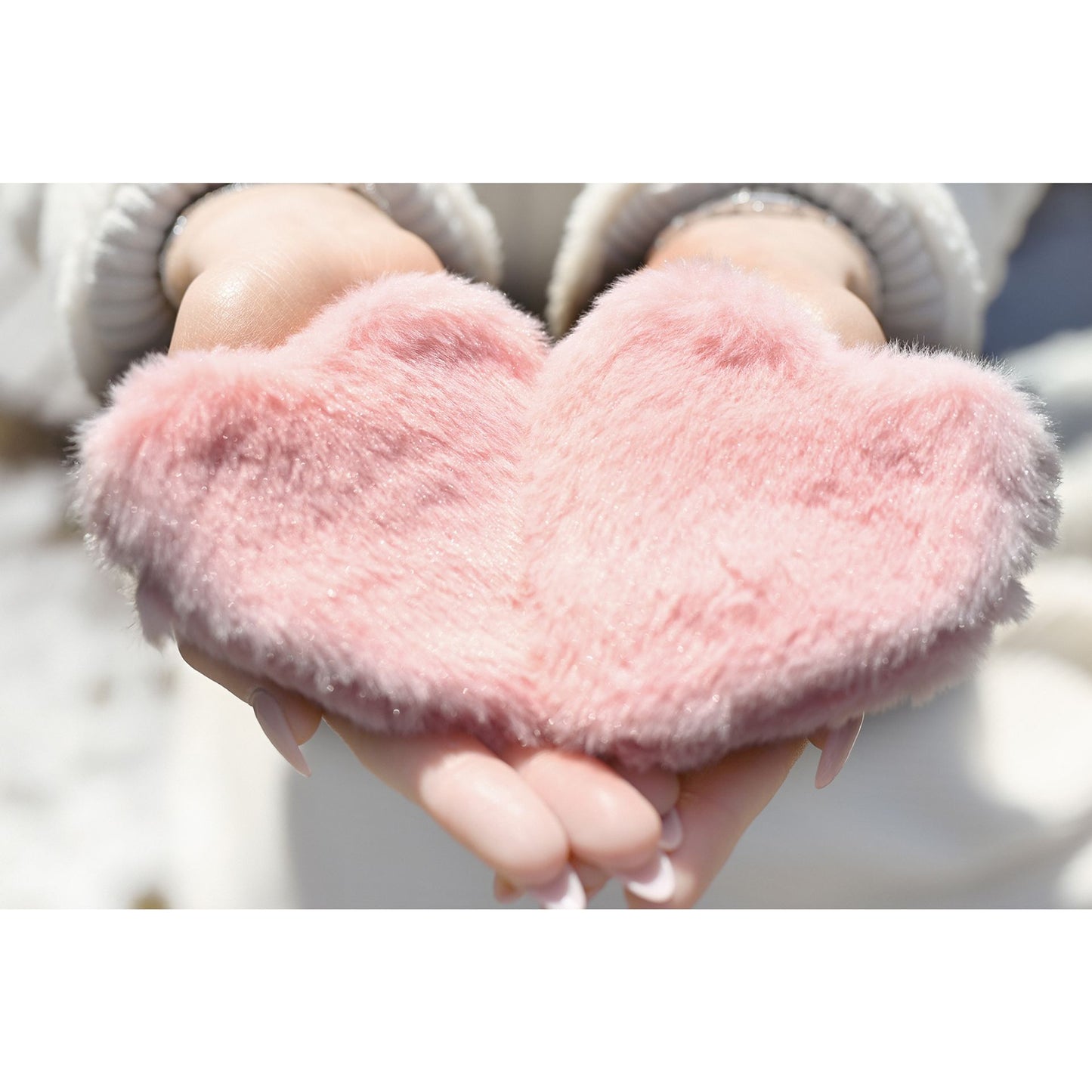 Cosy Furry Heart Hand Warmer, Set of 2