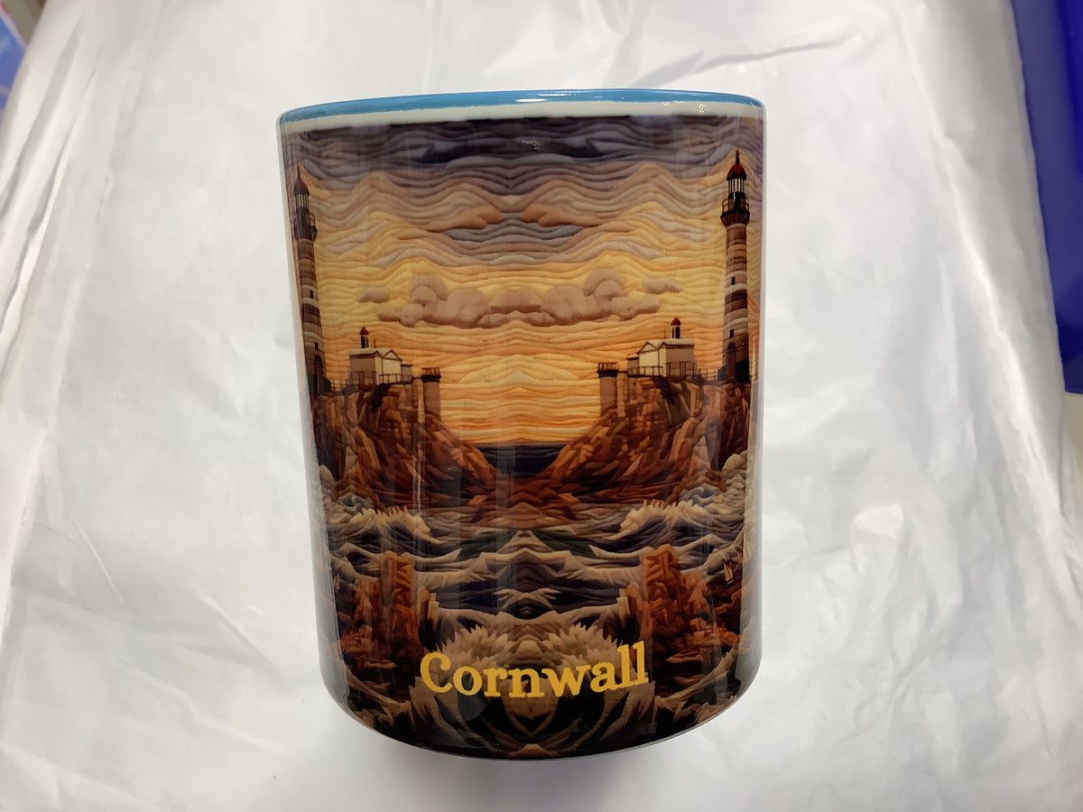 Cornwall Lighthouse and Waves Mug