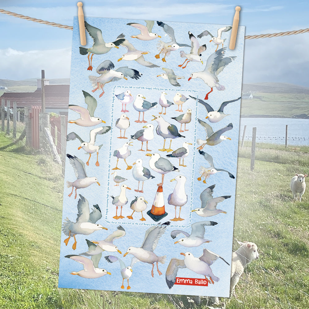 Mr Seagull Cotton Tea Towel