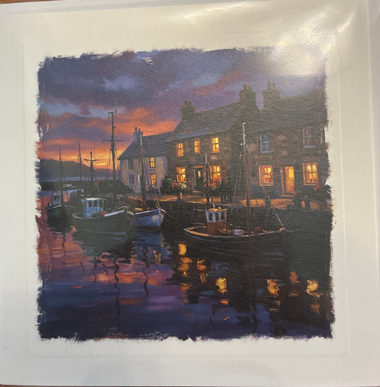 Harbour at Dusk Greetings Card