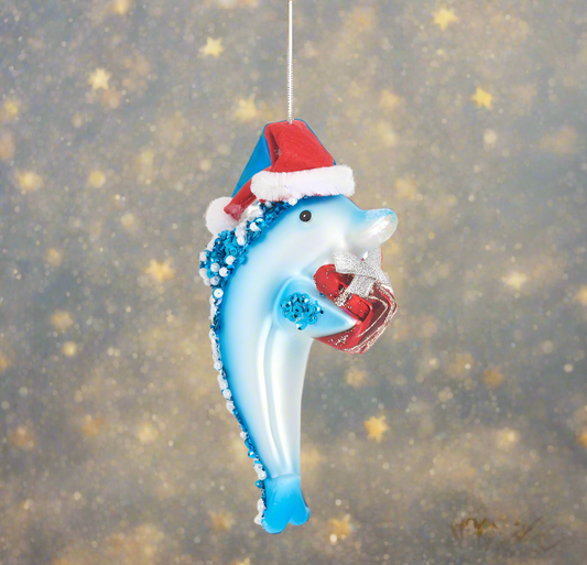 Sass & Belle Santa dolphin Christmas Decoration