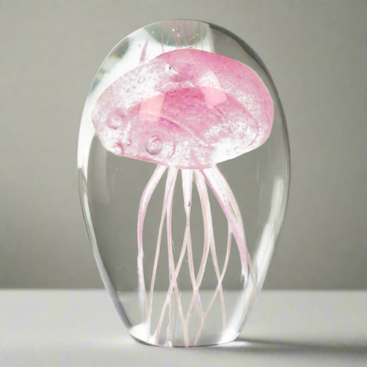 Hand Blown Glass Pink Jelly Fish