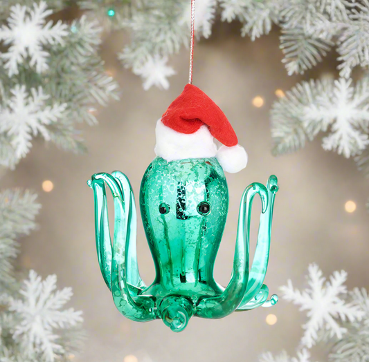 Sass & Belle Santa Octopus Shaped Christmas Decoration