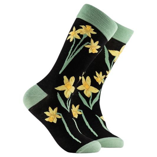 Soctopus Socks - Daffodils Floral Bamboo Socks - Size 4-8