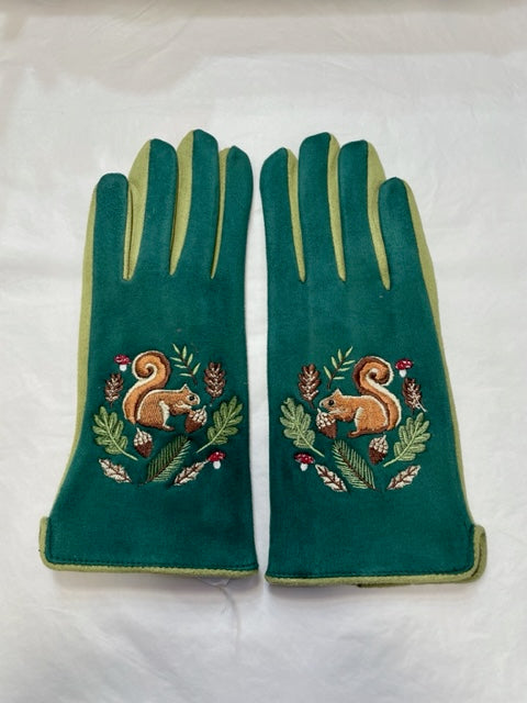 Squirrel Embroidered Gloves by House of Disaster