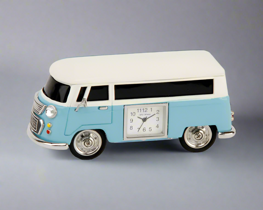 Miniature Blue VW Campervan Clock