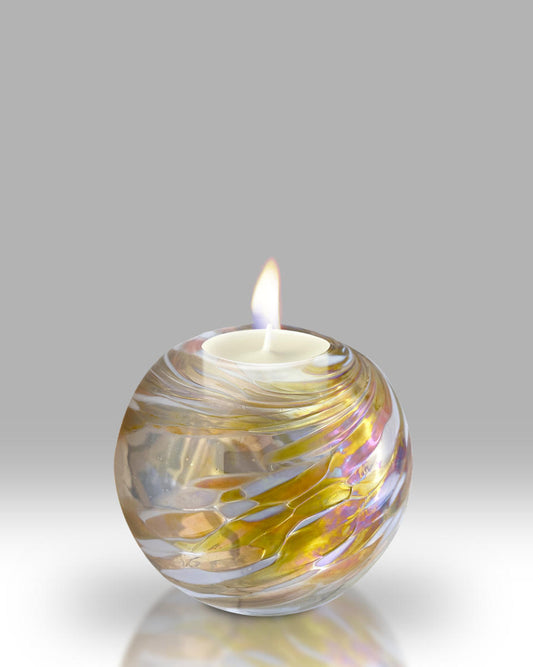 Friendship Glass Lustre Votive Tealight Holder - rose gold/white