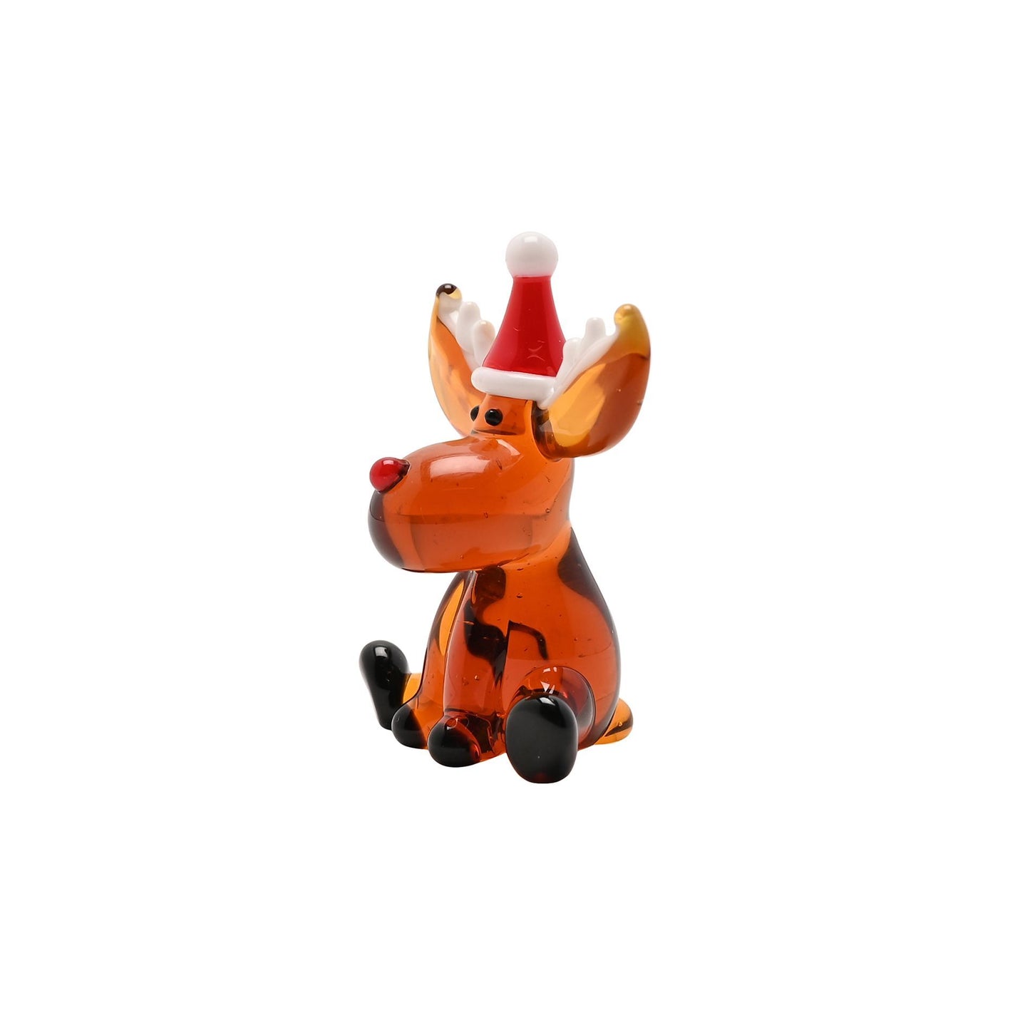 Glass Festive Miniature Sitting Reindeer