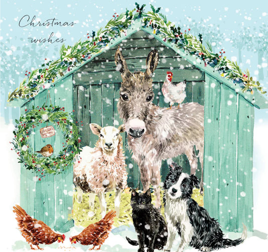 Charity 10 Pack Farmyard Animals Christmas Cards