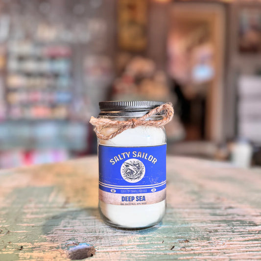 Surfs up, Salty Sailor, Deep Sea, Soy Wax, 16oz Mason Jar Candle