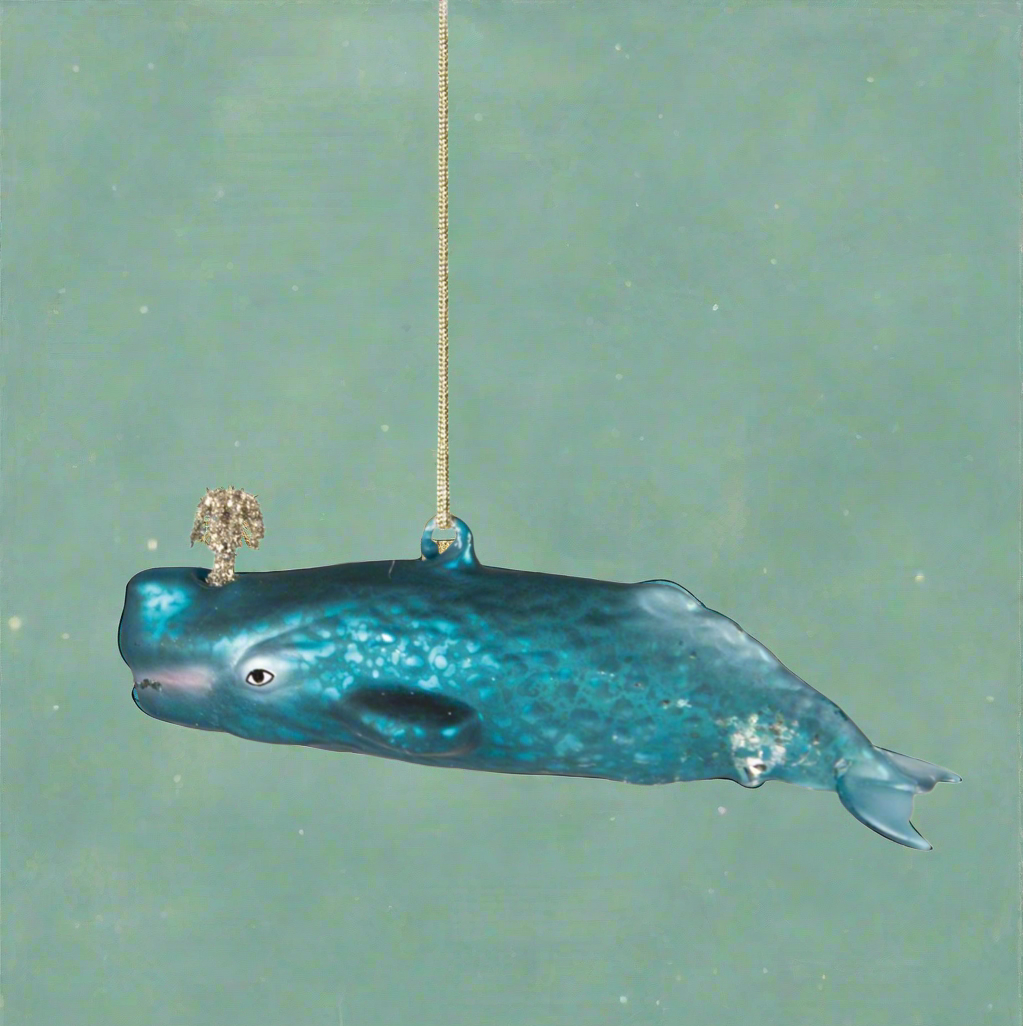 Sass & Belle Glitzy Whale Shaped Blue Christmas Decoration