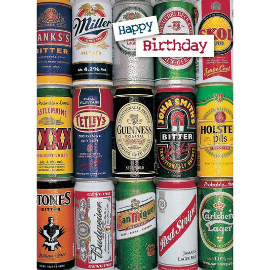 First Class Male Birthday Card - Beer Cans