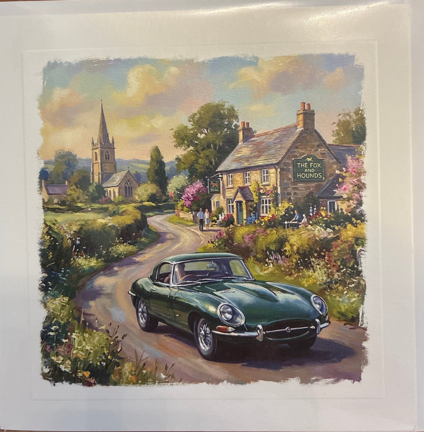 Car in Countryside Greetings Card