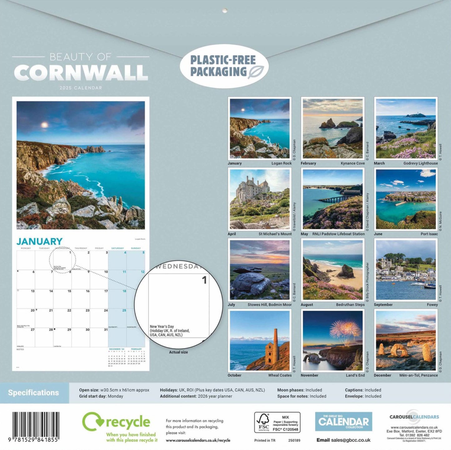 Beauty of Cornwall Calendar 2025