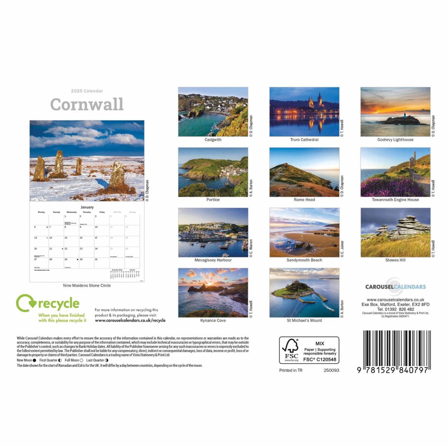 Cornwall A5 Calendar 2025