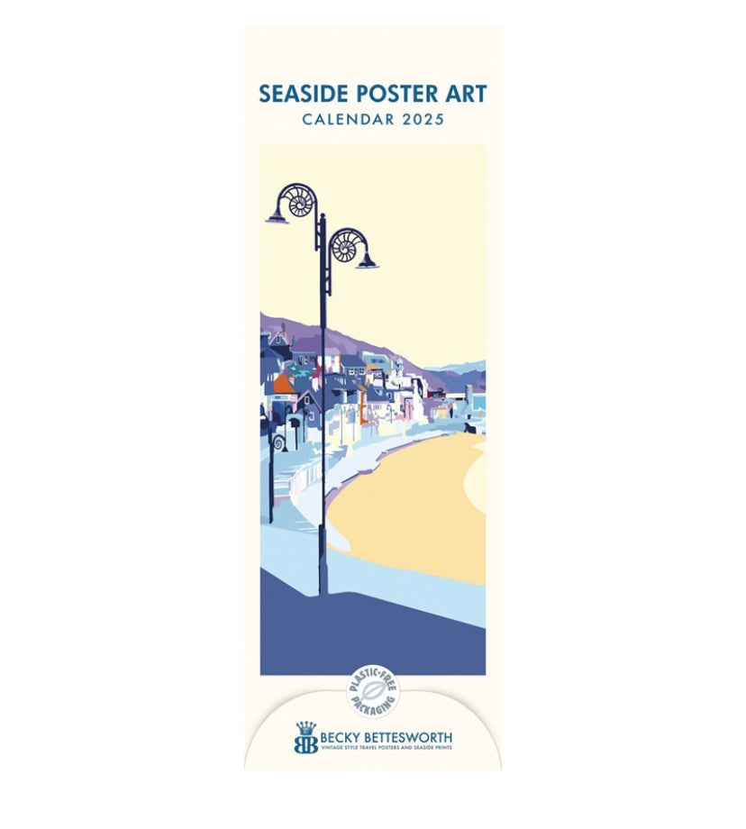 Seaside Poster Art 2025 Slim Wall Calendar