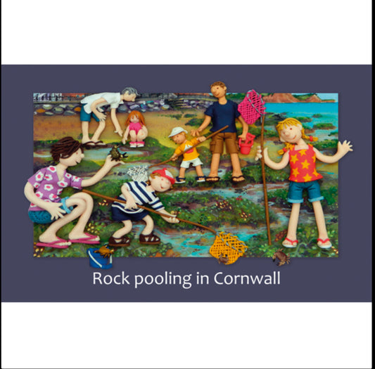 Rock Pooling in Cornwall Cotton Tea Towel