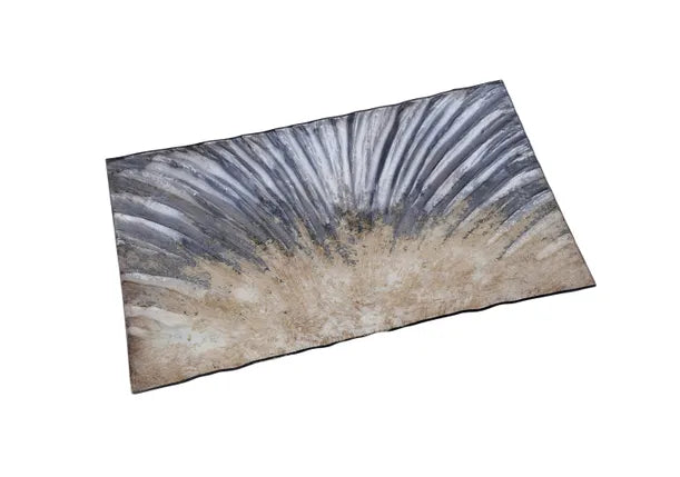 Blue and Silver Glass Rectangle Plate, Large