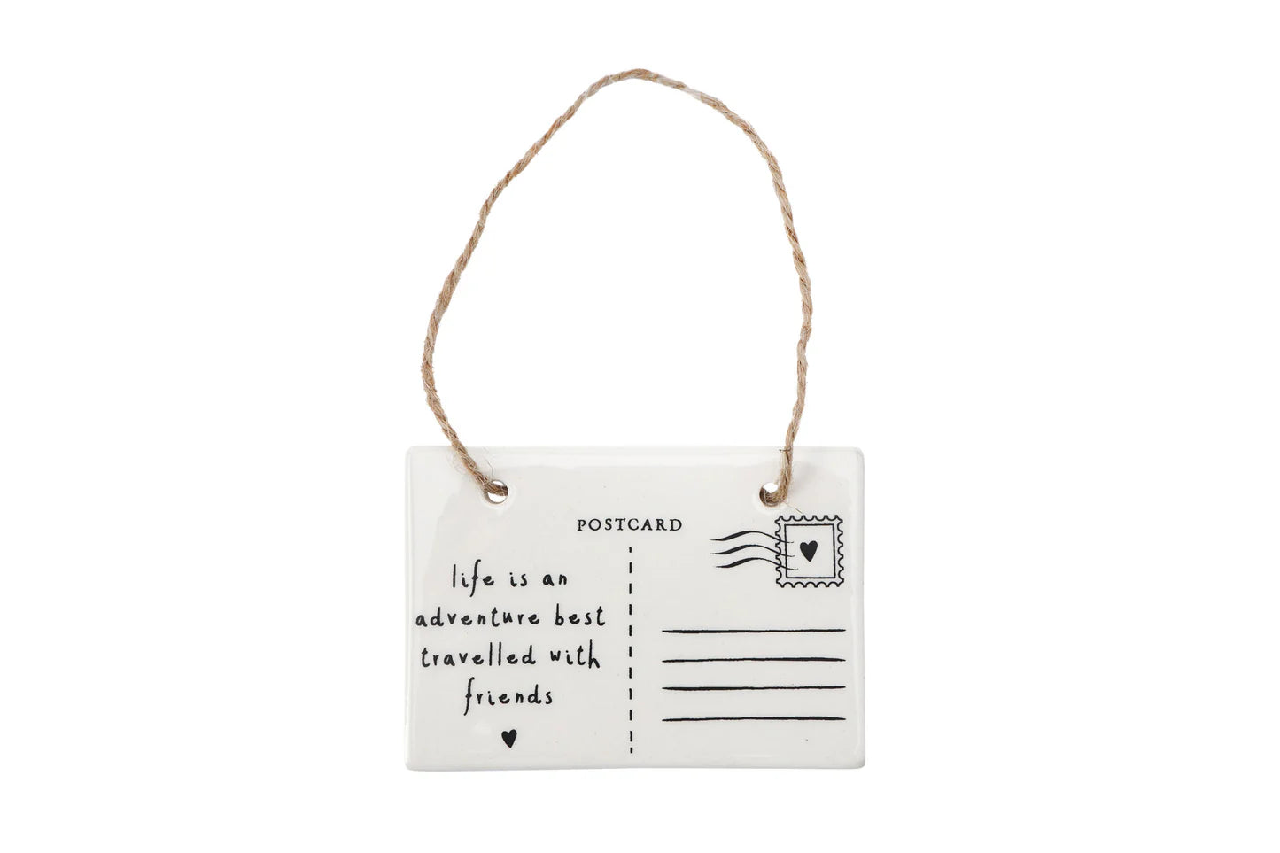 'Life is an adventure....' Postcard Ceramic Hanging Sign